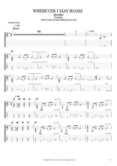 Wherever I May Roam Tab By Metallica Guitar Pro Full Score Mysongbook