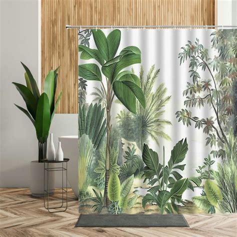 X X Cm X In Ensemble De Rideaux De Douche Imprim S Plantes