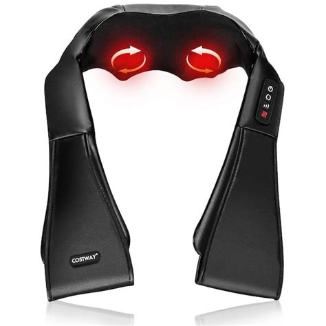 Costway 3 Speed Shiatsu Neck Back Shoulder Massager With Heat Deep Tissue 3d Kneading In Black