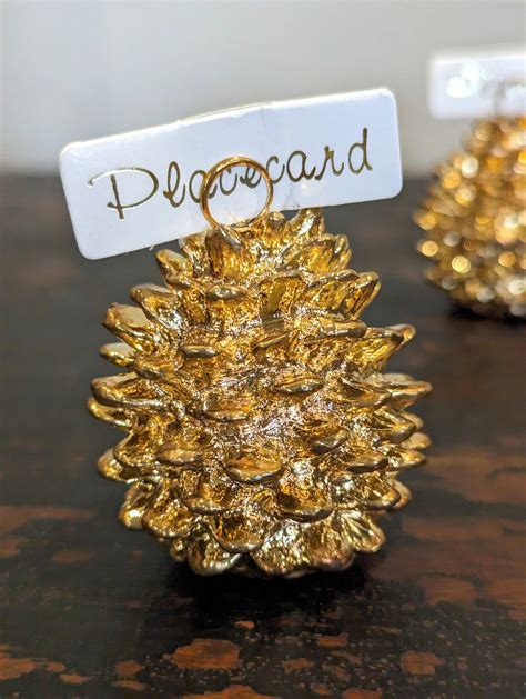 Pewter Pine Cone Place Card Holders In Shiny Gold Color Mix Match