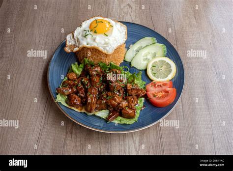 Asian Dishe Culinary Still Life Loc Lac With Minced Beef Stir Fried In