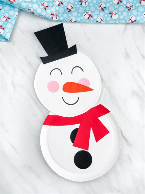 Snowman Paper Plate Craft For Kids [Free Template]