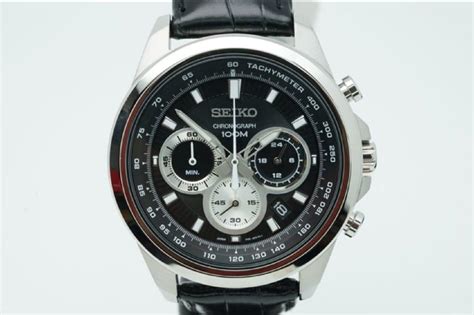 Seiko Chronograph 100m Black Dial Tachymeter Chronograph Etsy