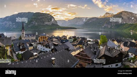 Hallstatt Sterreich Sunrise Panorama Natur Landschaft Von Hallstatt