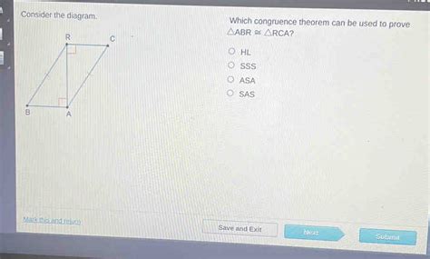 Solved Consider The Diagram Which Congruence Theorem Can Be Used To