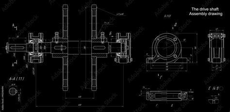 Assembly Drawing Of Speed Drive Shaft Vector Cad Scheme Of Part Of