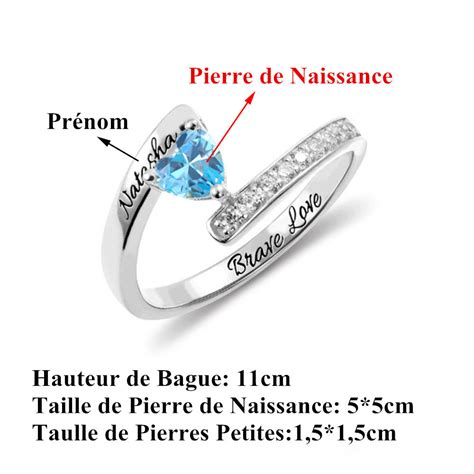 Bague D Amour Pierres De Naissance Et Gravure Argent