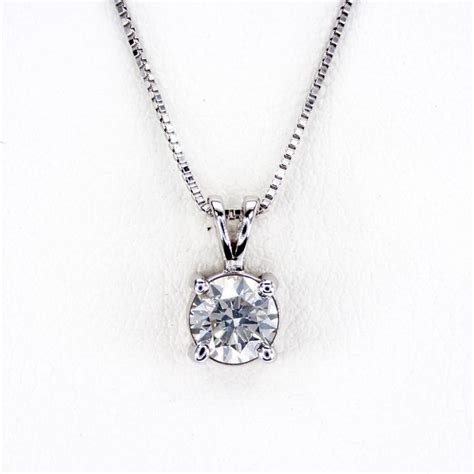 Ct Round Diamond Pendant Quilates Oro Blanco Collar Con