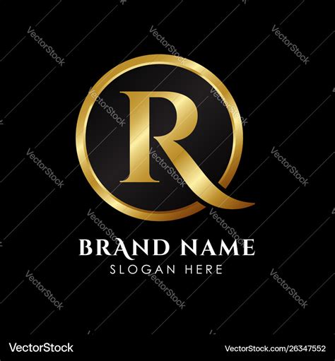 Luxury letter r logo template in gold color royal Vector Image