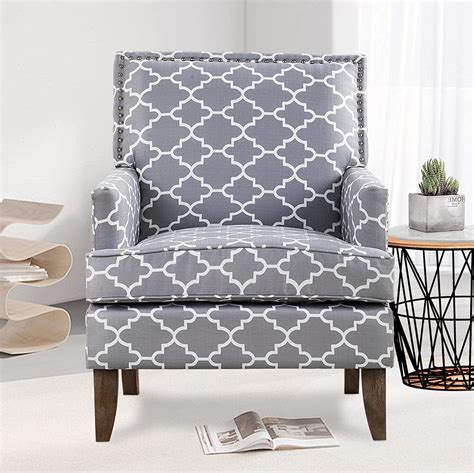 Accent Chairs Living Room Floral Print Fabric Club Chair Tufted