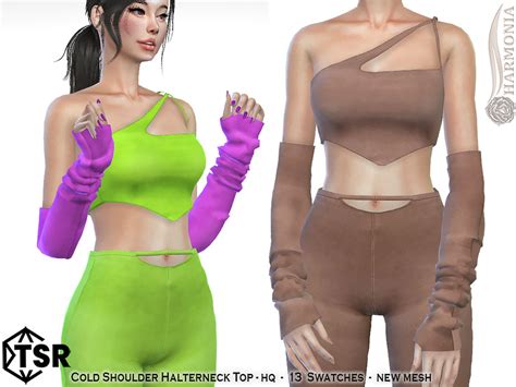 The Sims Resource Cold Shoulder Halterneck Top