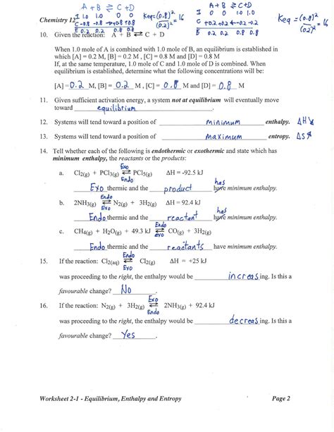 SOLUTION: Equil entropy enthalpy worksheet answers 2hj7gjm - Studypool - Worksheets Library