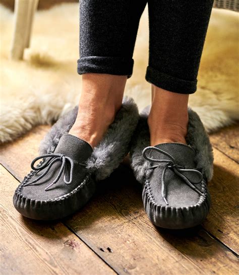 Grey Womens Sheepskin Moccasin Woolovers Au