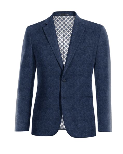 Royal Blue Herringbone Tweed Slim Fit Blazer