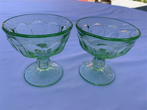 Rare Hazel Atlas Glass Co Green Depression Glass Set Of 2 Etsy