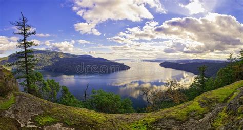 Panoramic View Of Maple Bay And Gulf Islands In Vancouver Island