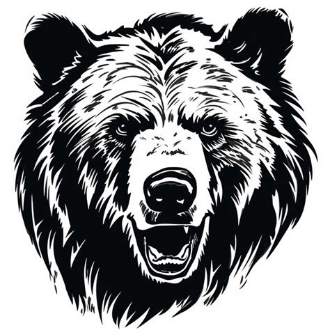 Premium Vector | Bear head hand drawn Black and white logo simple design On white background