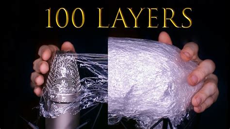 ASMR WORLD RECORD - 100 layers of plastic wrap on mics - YouTube