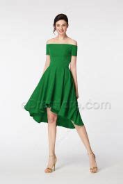 Off The Shoulder Emerald Green Rustic Bridesmaid Dresses Short EDresstore