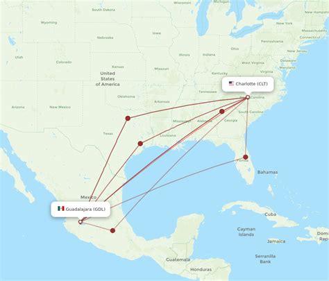 All Flight Routes From Charlotte To Guadalajara Clt To Gdl Flight Routes