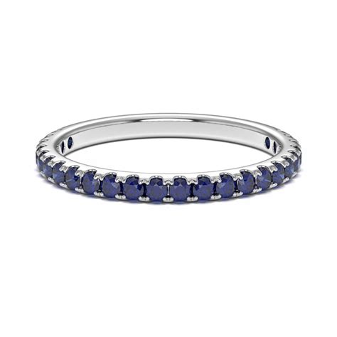 Demi Alliance Diamants Elle En Or Blanc Saphirs Bleus Mariage