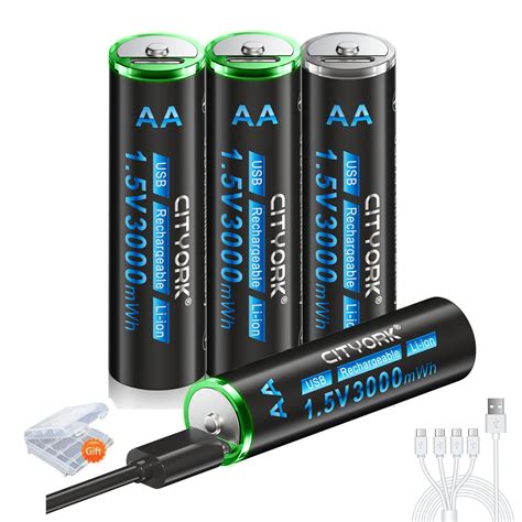 Pack Aa Batteries Type C Usb Mwh V Lithium High Capacity Aa