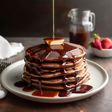 Homemade Pancake With Butter And Maple Syrup Ai Generated Stock