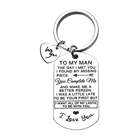 Valentines Day Gifts for Men To My Man Keychain Anniversary for Men Him