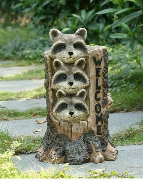 Raccoon Welcome Garden Lawn Ornament Decor Yard Coons 17 In T New