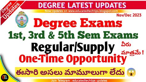 Degree One Time Opportunity Exams Anu St Rd Th Sems Reg Supply