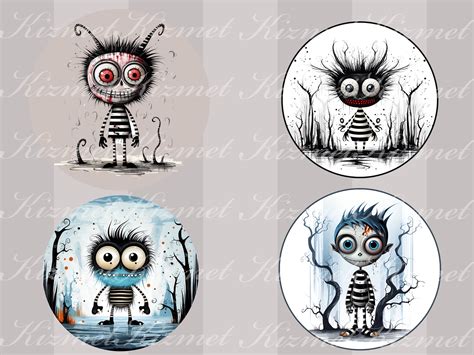 24 Cute & Creepy Halloween Monsters Clipart, PNG Instant Download ...