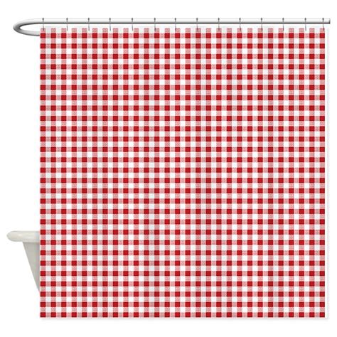 Red Gingham Pattern Shower Curtain by artandornament