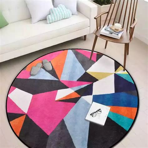 Round Spliced Carpets For Bedroom Soft Flannel Living Room Area Rug