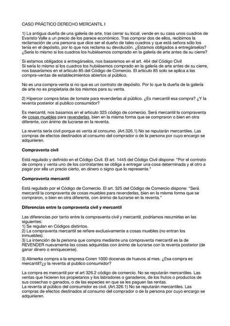 Casos Pr Cticos Mercantil Caso Pr Ctico Derecho Mercantil I La