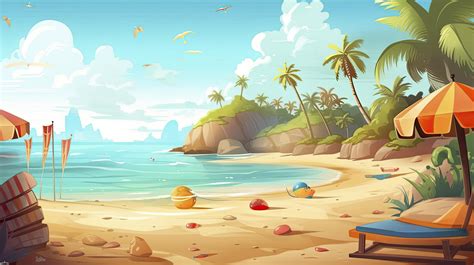 beach cartoon background wallpaper, generat ai 22712737 Stock Photo at ...