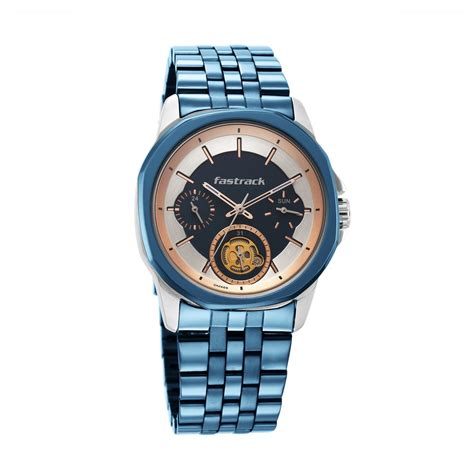 Buy Online Fastrack Exuberant Quartz Analog Blue Dial Metal Strap Watch