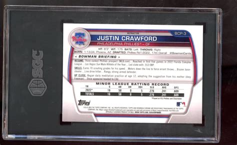 Bowman Chrome Justin Crawford Lunar Glow Refractor Bcp St Sgc