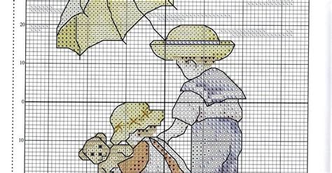 Вышивка крестом / Cross stitch : Дети с зонтиком