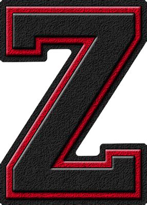 Presentation Alphabets Black Cardinal Red Varsity Letter Z