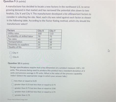 Solved Question 9 4 Points A Manufacturer Has Decided To