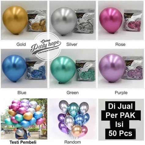 Jual Balon Latex Metalik Chrome Metalic Balon Chrom Per Pack Isi