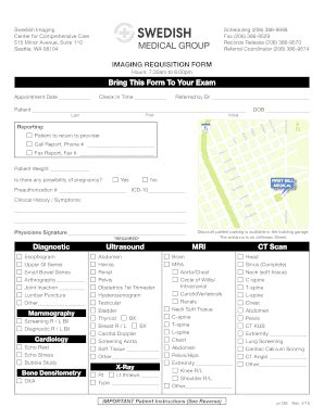 Fillable Online IMAGING REQUISITION FORM Swedish Org Fax Email Print