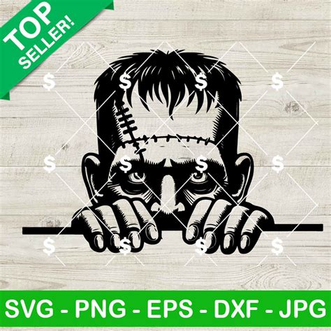 Frankenstein Halloween Peeking Svg Frankenstein Face Svg Horror Svg