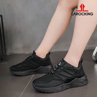 Jual Larocking Dexter Hitam Polos Sepatu Sneakers Running Gym Shoes