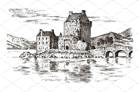 Vintage Castle in Scotland | Illustrations ~ Creative Market