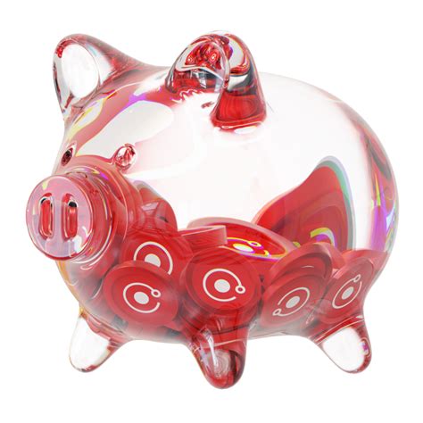 Render Token RNDR Clear Glass Piggy Bank With Decreasing Piles Of