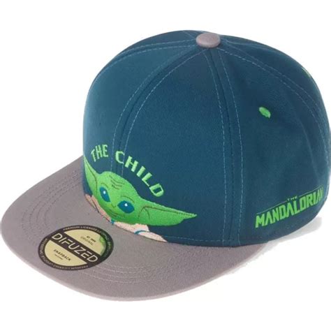 Boné plano azul e cinza snapback para criança Grogu Baby Yoda The Child