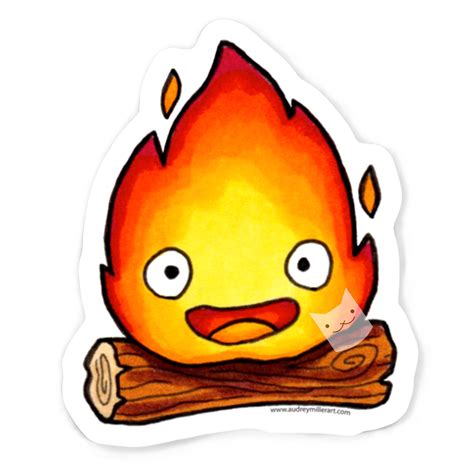 Studio Ghibli Illustration Calcifer Print A5 Howls Mo
