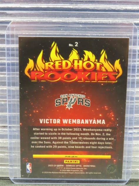 2023 24 Donruss Optic Victor Wembanyama Red Hot Rookies Holo Prizm