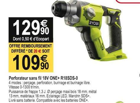 Promo Perforateur Sans Fil 18v One R18sds 0 Ryobi chez Tridôme